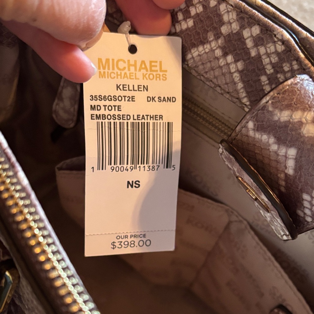 Michael Kors Gray Snakeskin-Print Women’s Satchel Shoulder Bag - Picture 9 of 9